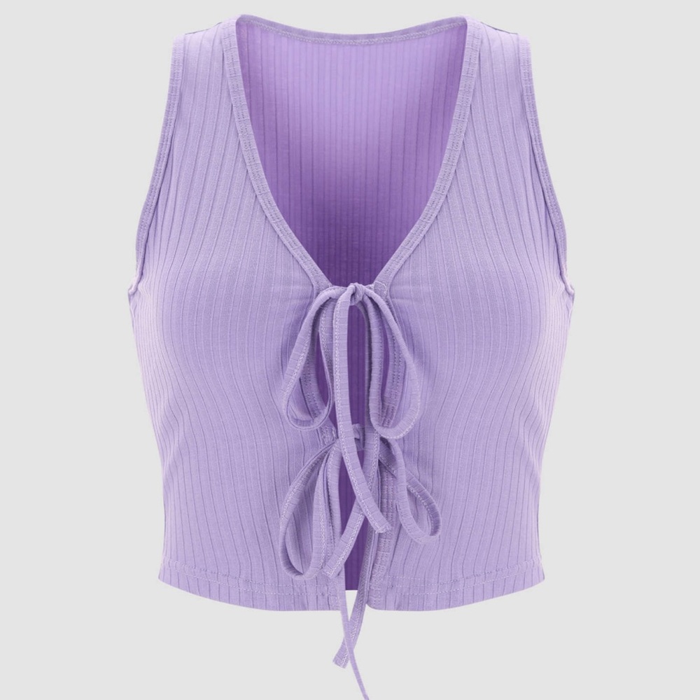 Cider Purple Cropped Tank top with tie front
